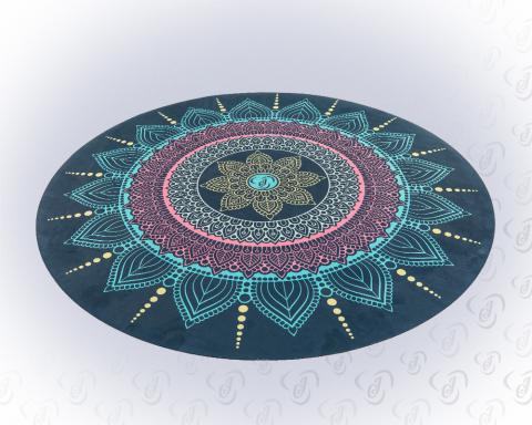 Velúr jógaszőnyeg, mandala mintás (színes, kerek)
