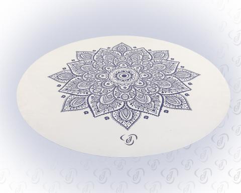 Velúr jógaszőnyeg, mandala mintás, fekete-fehér