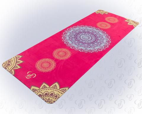 Velúr jógaszőnyeg, mandala mintás, pink