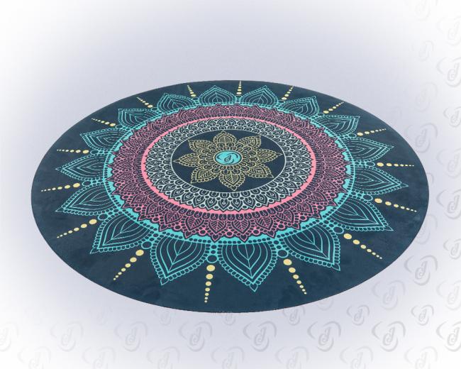 Velúr jógaszőnyeg, mandala mintás (színes, kerek)