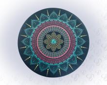 Velúr jógaszőnyeg, mandala mintás (színes, kerek)