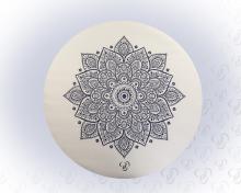 Velúr jógaszőnyeg, mandala mintás, fekete-fehér