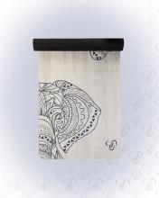 Velúr hatású jógaszőnyeg, elefánt mintás, fekete & krém